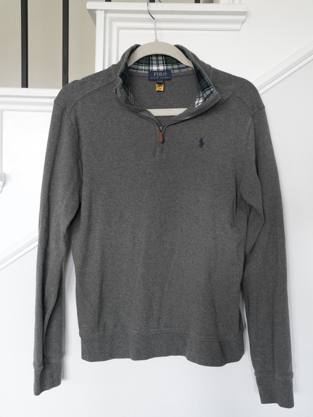 Polo Ralph Lauren Quarter Zip Pullover Youth XL Gray Pony Logo Sweater